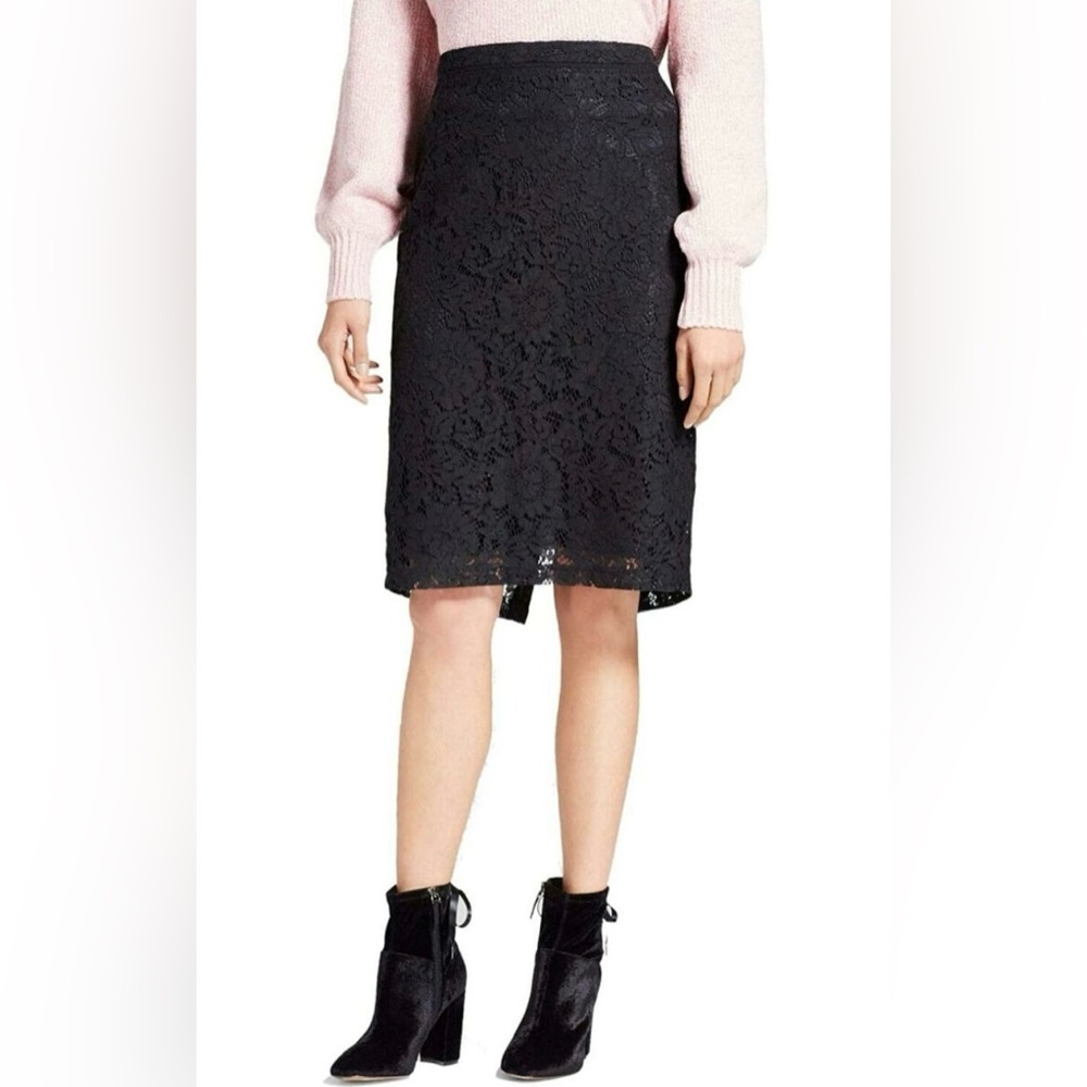 Who What Wear Black Lace High Waisted Pencil Midi Skirt Size 6 NWOT - Picture 1 of 11